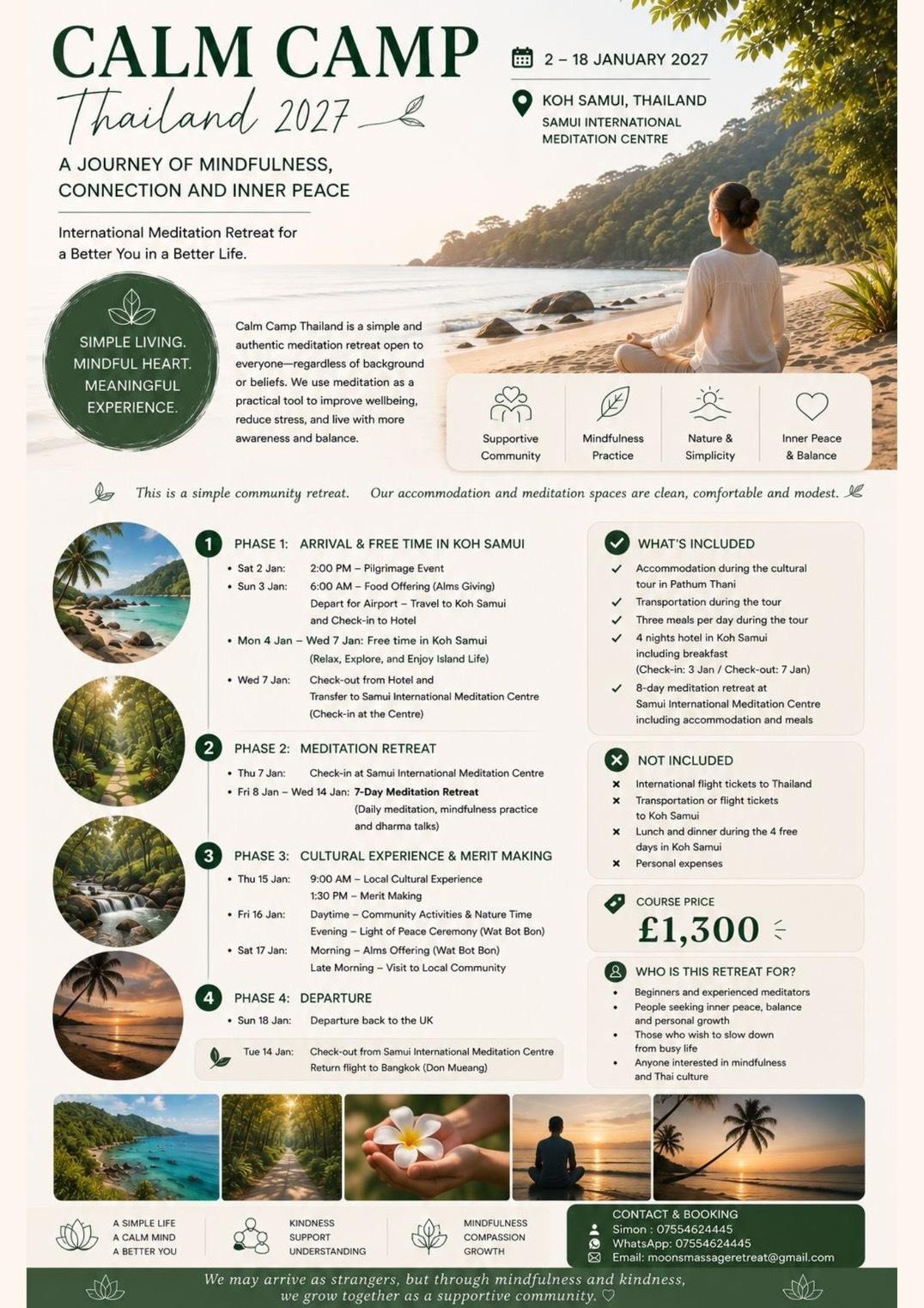 Poster zum Calm Camp Thailand vom 2. bis 18. Januar 2027 auf Koh Samui
