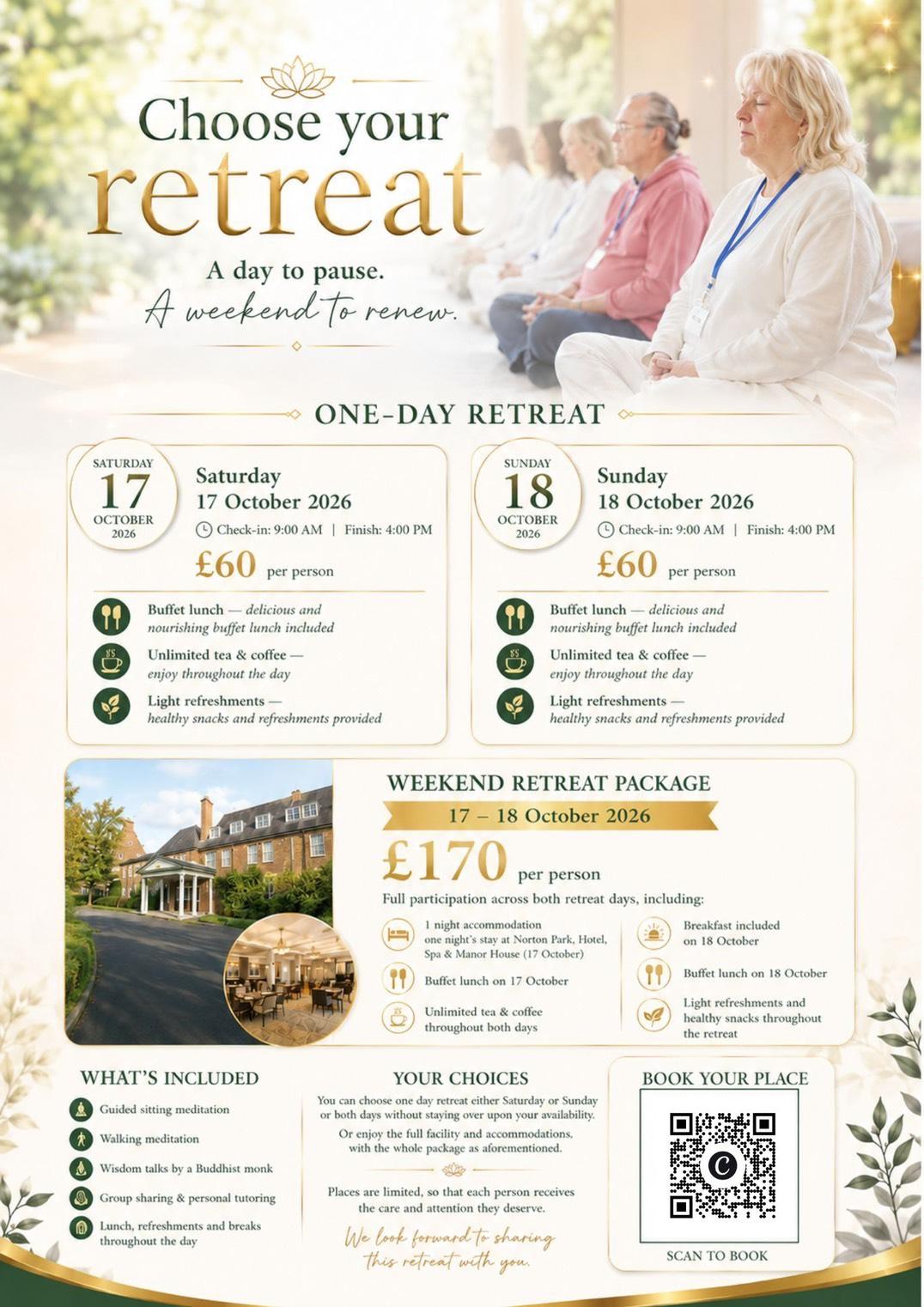 Poster zum Choose Your Retreat am 17. und 18. Oktober 2026 in England